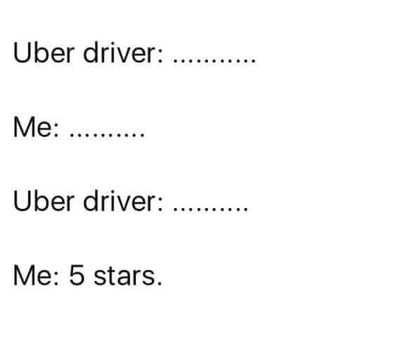 Uber ride introvert meme