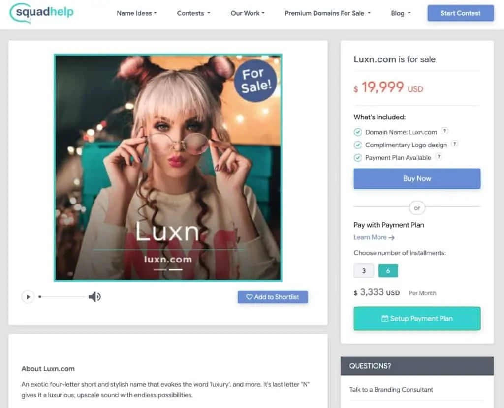 Squadhelp Marketplace make money selling names for companies