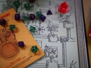 dnd map and dice