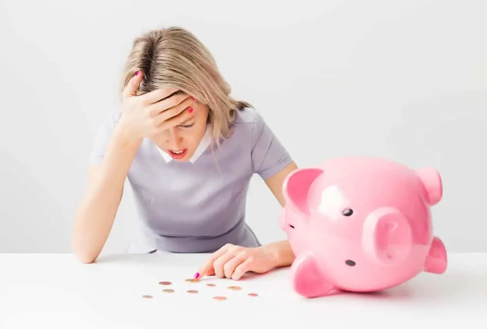 woman broke piggy bank needs money fast