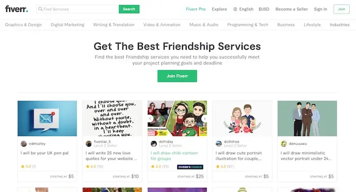 fiverr friendship be an online friend