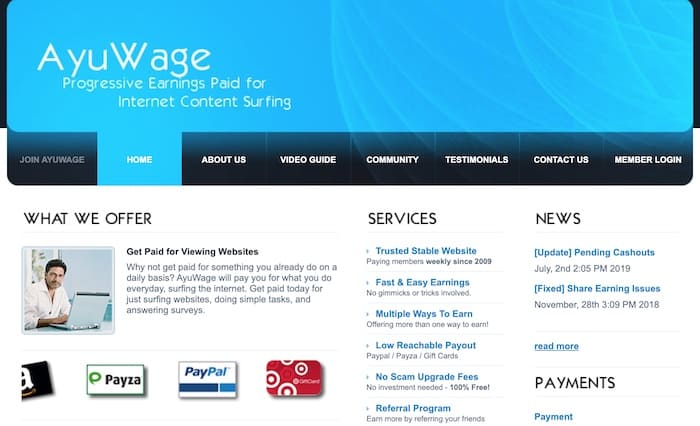 Ayuwage homepage