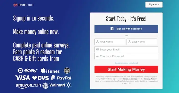PrizeRebel high paying survey sites