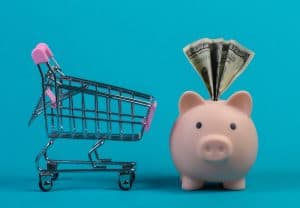 shopping cart piggy bank save money