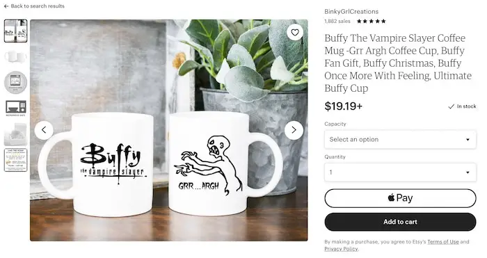 create and sell mugs on Etsy example